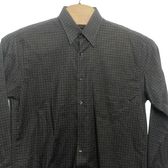 Riscatto  Italy Medium Print Gray Italian Long Sleeve 100% Cotton Gray Tan Print - Picture 6 of 7